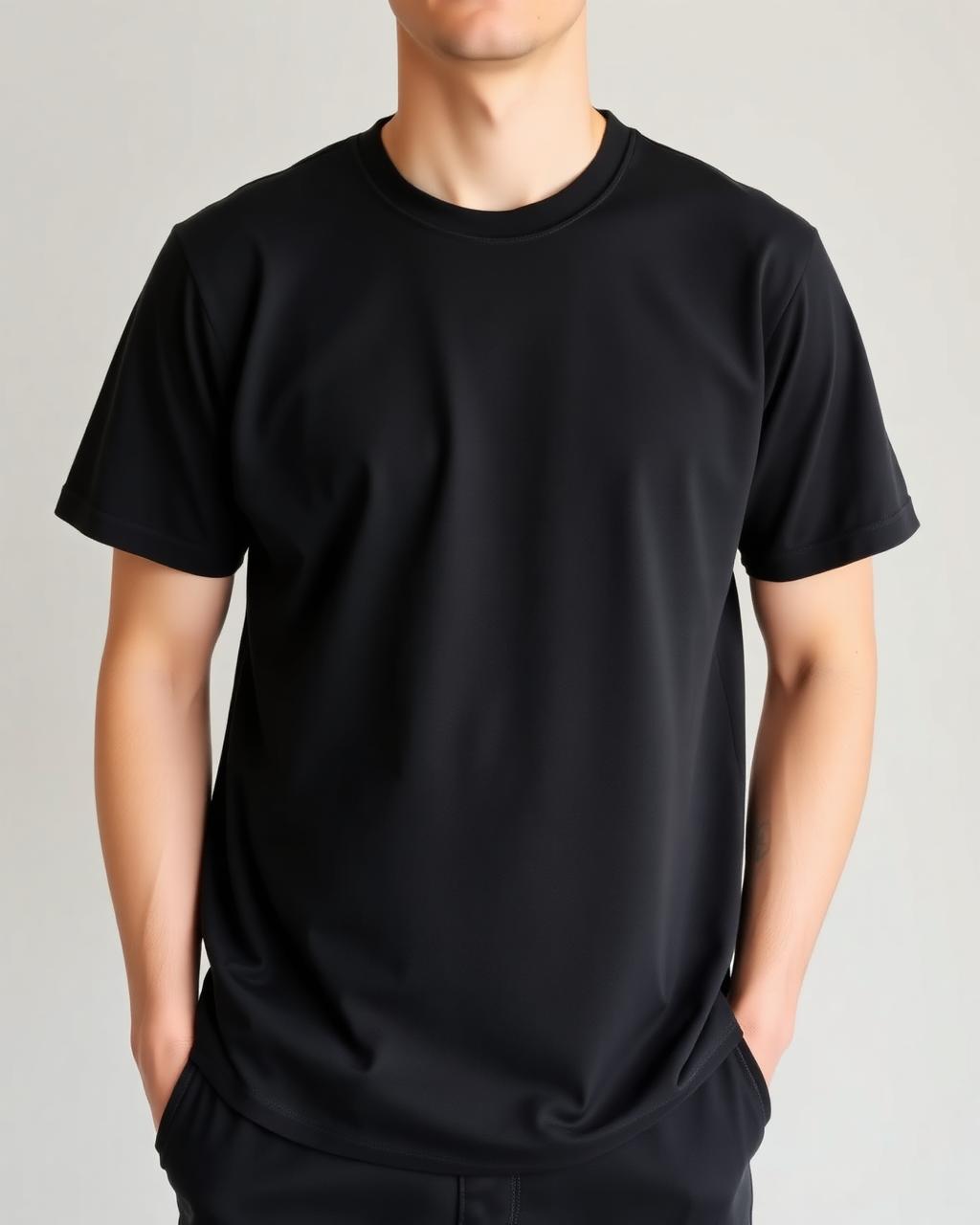 Camiseta básica preta vestida